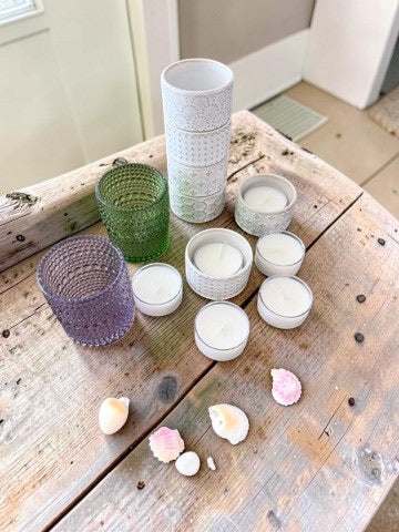 Pure Origin Tea Light Bundle - Spearmint - Soft Arctic White Vessel